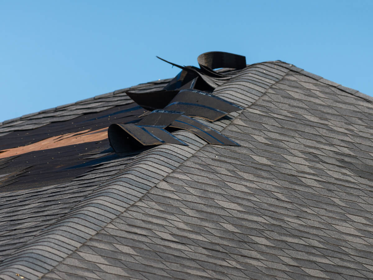 Damaged Shingles from Wind Storm on Residence in Frisco Texas