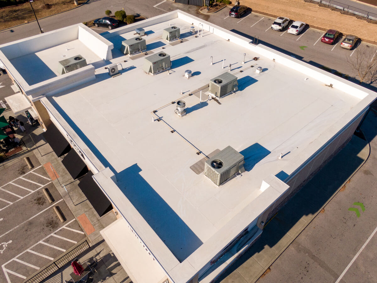 Professionally Installed Flat Roof System on Commercial Building in Frisco Texas