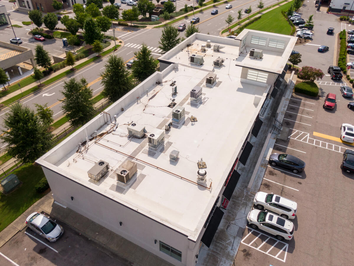 Flat Roof System on Retail Building in Frisco Texas
