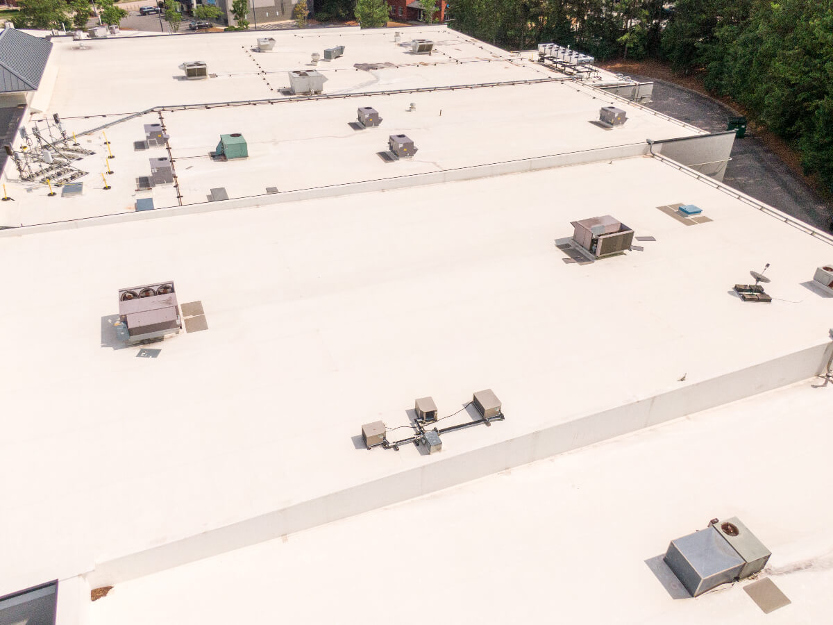 TPO Flat Roof on Commercial Building in Frisco Texas