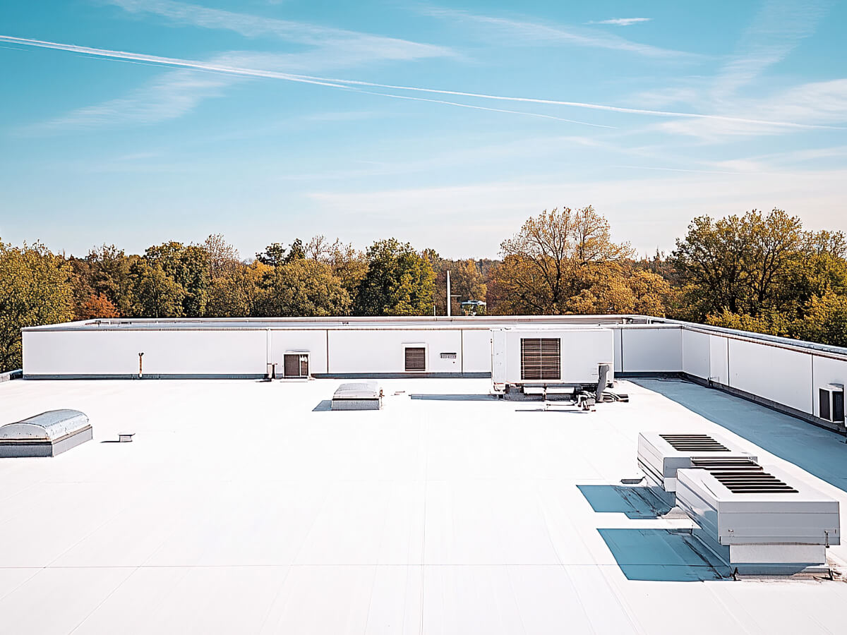 White Acrylic Roof on Commercial Building in Frisco Texas