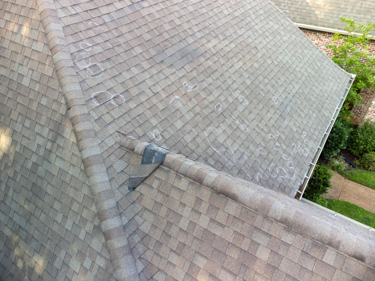 Residential Roof with Hail Damage in Frisco Texas
